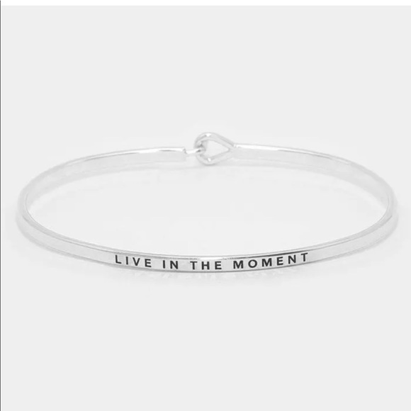 Jewelry - Silver "Live in the moment" Dainty Cuff Bracelet